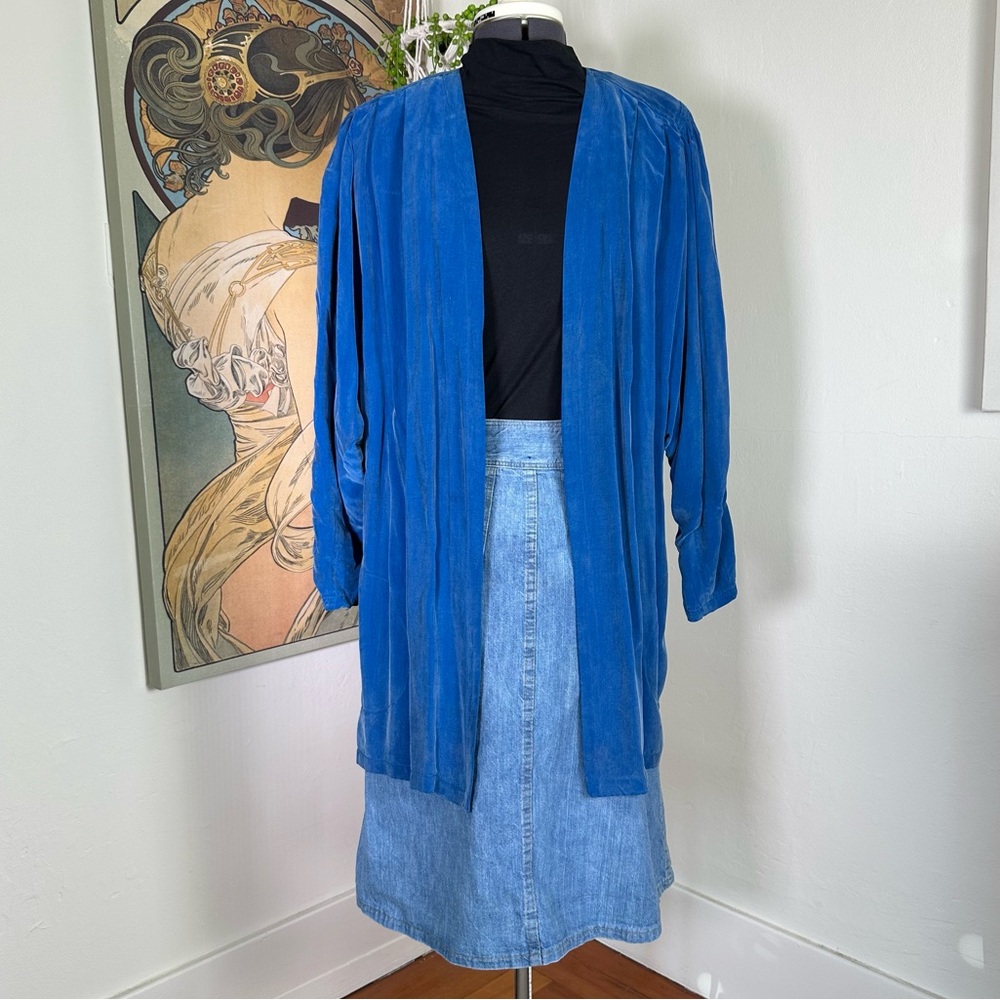 Women’s Vintage 80’s Aphrodite Etidorpha Cobalt Blue Open Cardigan Size Medium‎